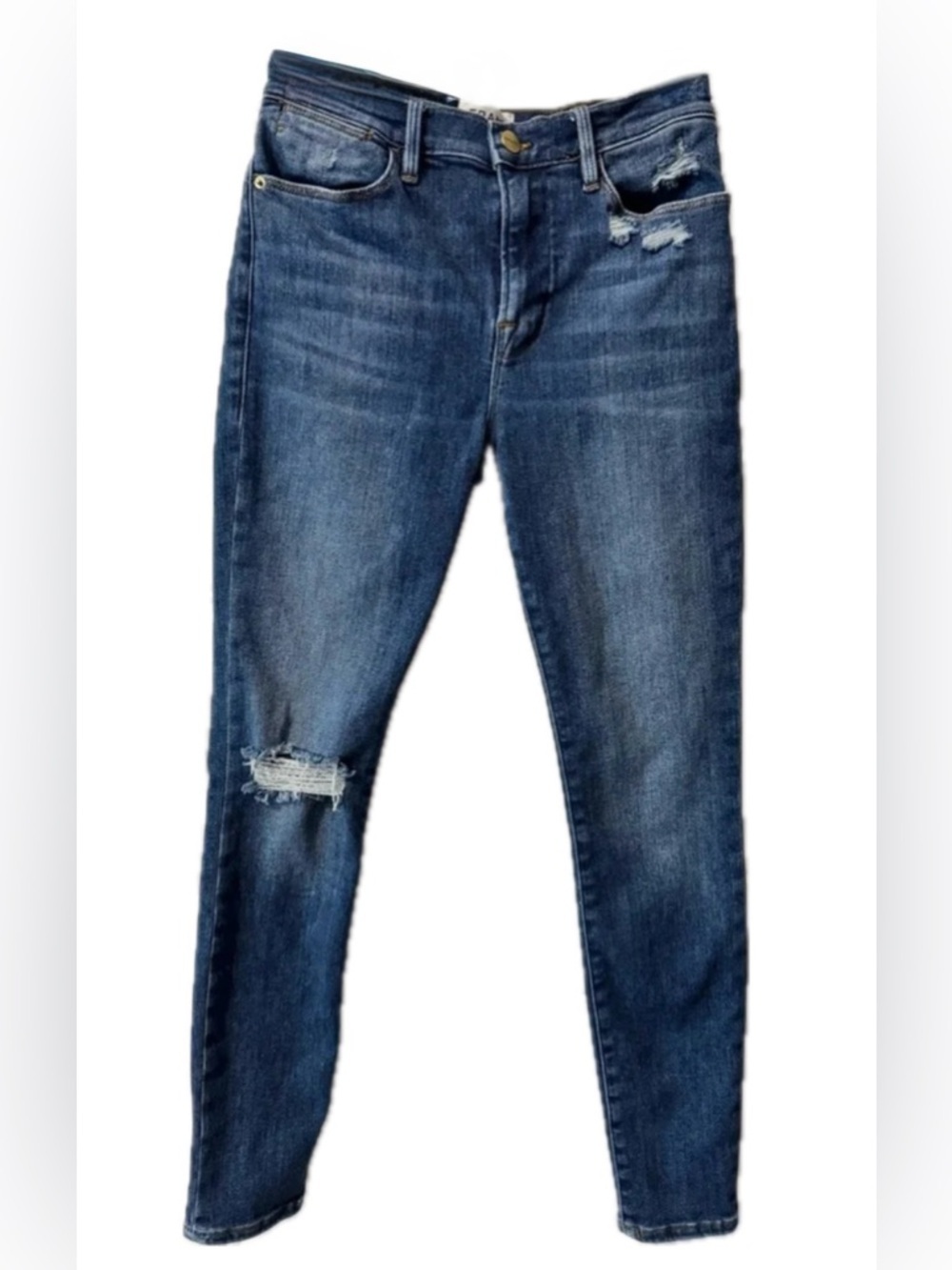 FRAME Le High Skinny Jeans 28 Distressed High Rise Stretch Designer Denim
